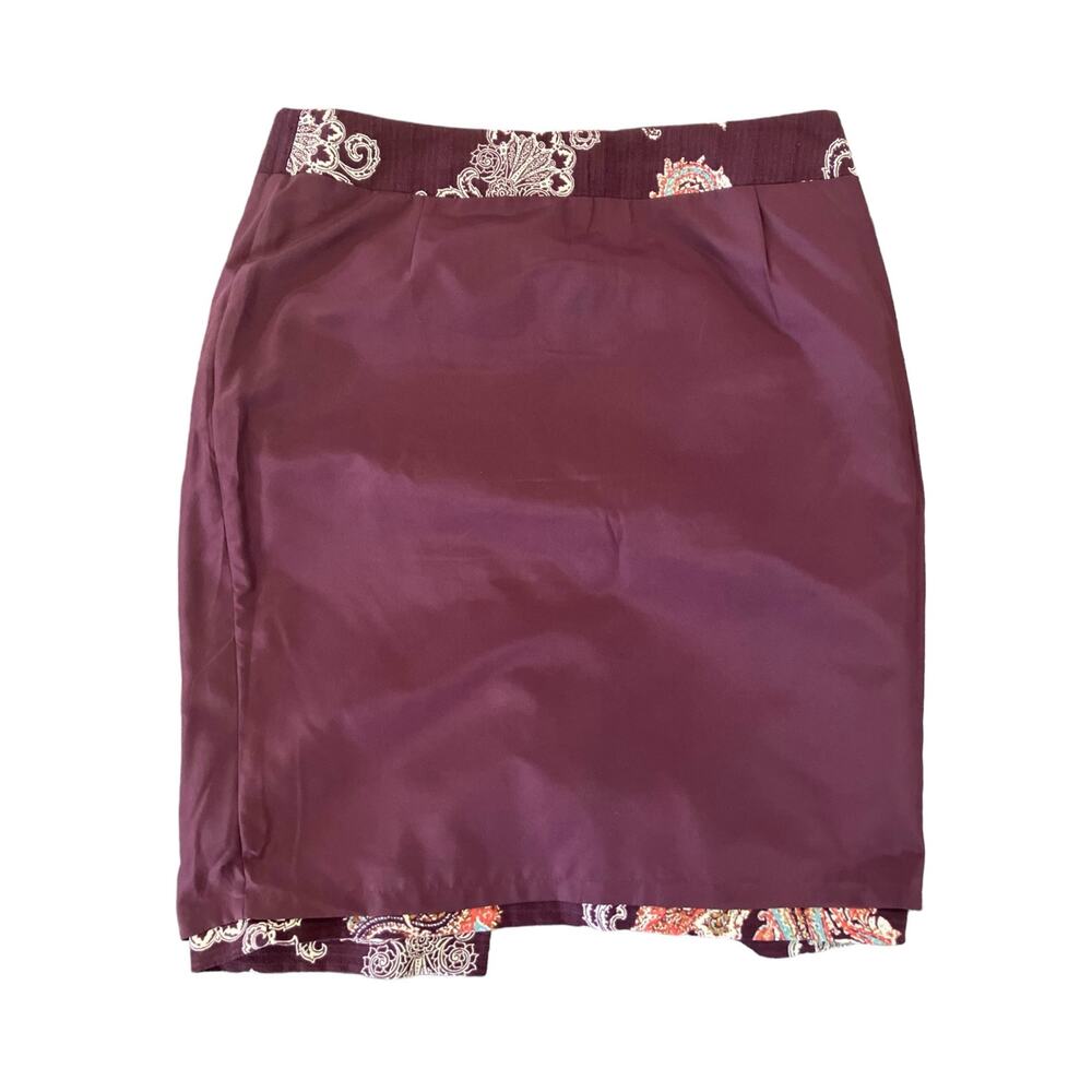 Ann Taylor Women's Burgundy Paisley Fully Lined Pencil Retro Cotton Skirt SZ 6 - Picture 10 of 11